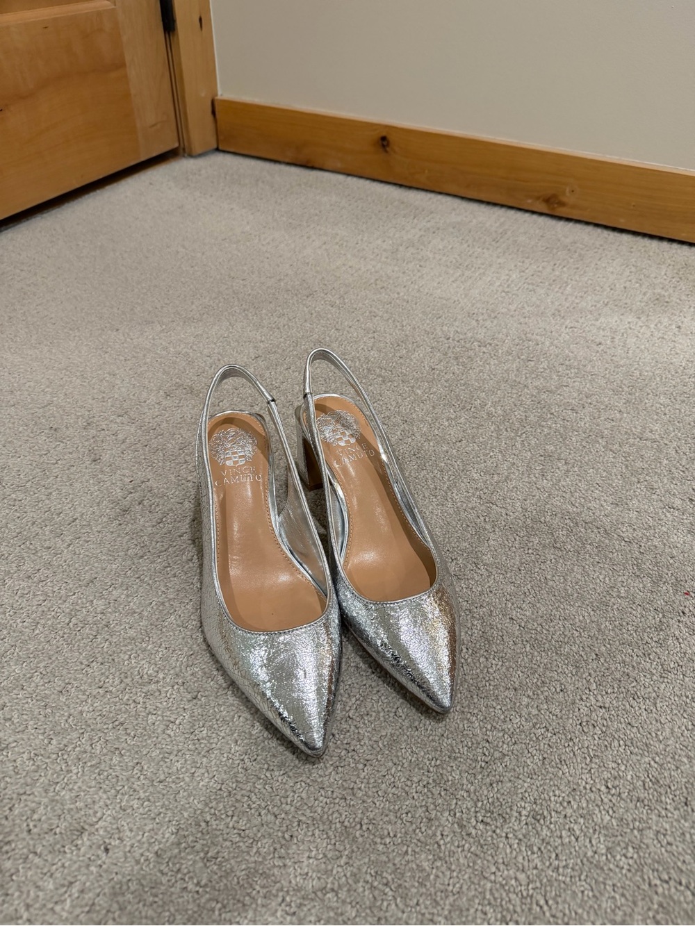 Vince Camuto Silver Pointed Slingback Pumps